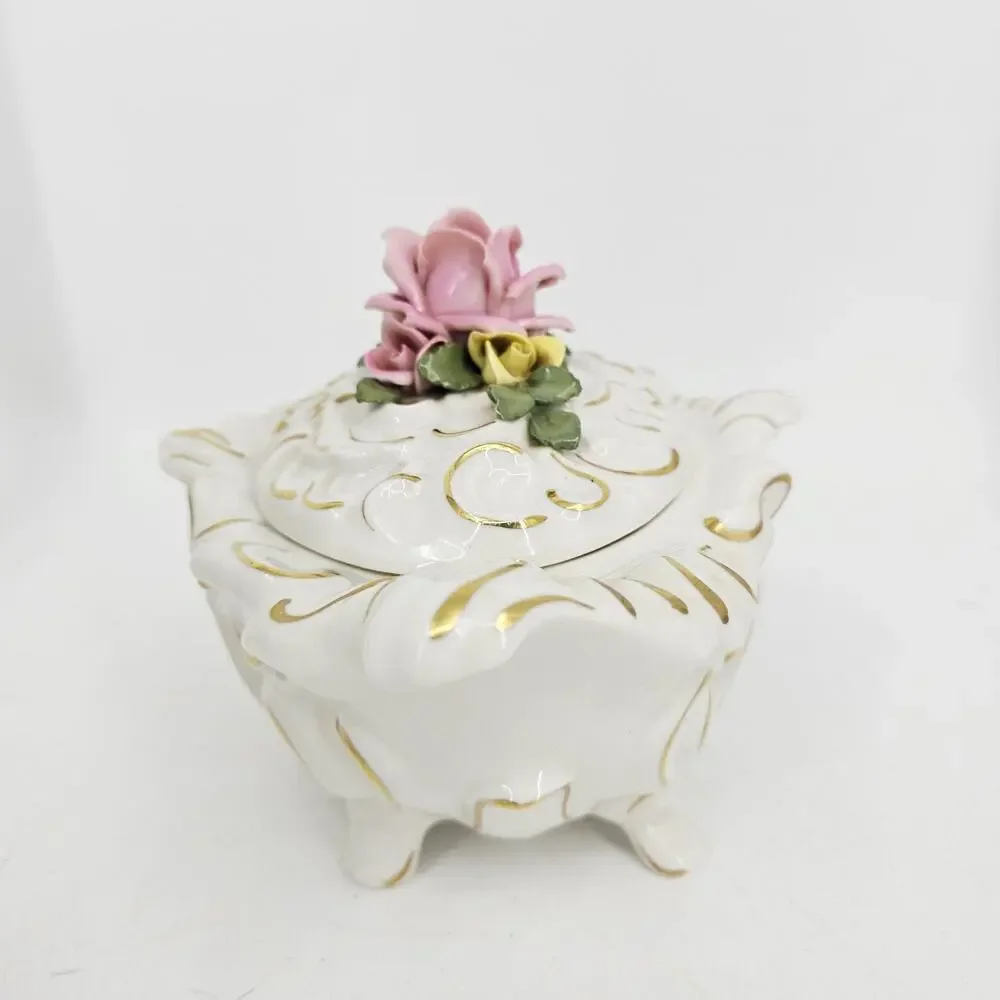 Sandizell Hoffner & Co Dresden Oval Bowl Dish w/ Lid 1960's 9.5
